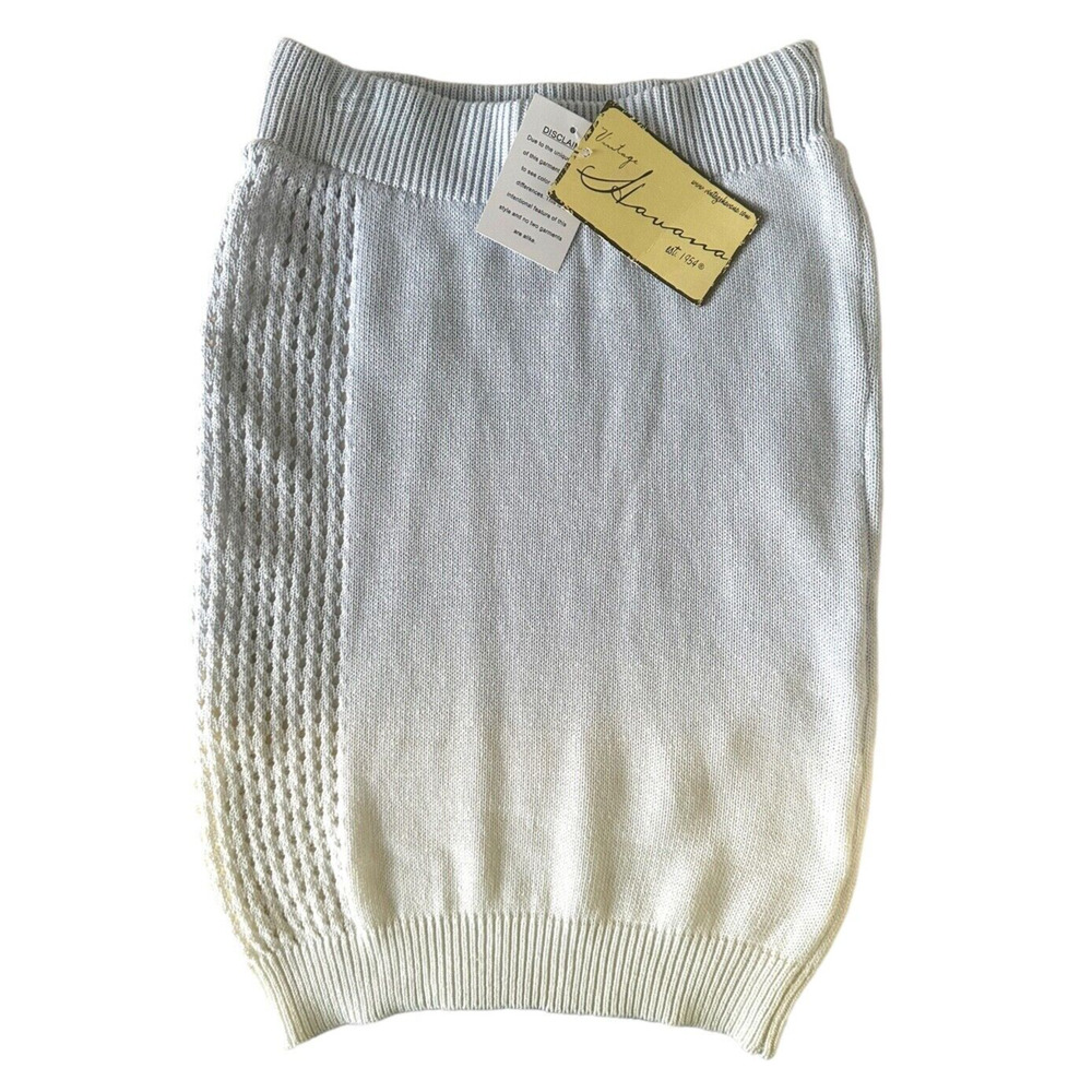 Vintage Havana Junior's Mini Skirt 100% Cotton Lined Knit Sz S Blue White Ombre